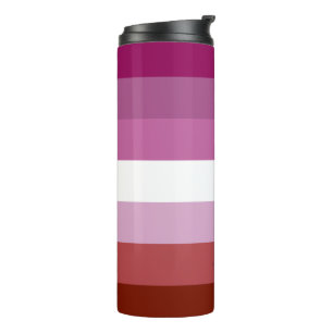 SlipperyJoe's lesbian pride flag feminine communit Thermal Tumbler