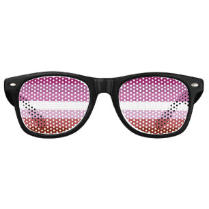 SlipperyJoe's Lesbian Pride flag feminine Lipstick Retro Sunglasses