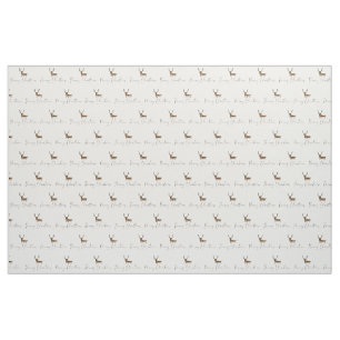 SlipperyJoe's line art silhouette reindeer minimal Fabric