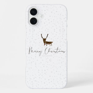 SlipperyJoe's line art silhouette reindeer minimal iPhone 16 Plus Case
