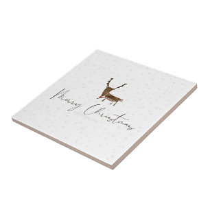 SlipperyJoe's line art silhouette reindeer minimal Tile