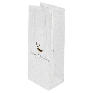 SlipperyJoe's line art silhouette reindeer minimal Wine Gift Bag