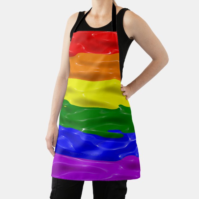SlipperyJoe's liquid gloss pride flag red orange y Apron (Insitu)