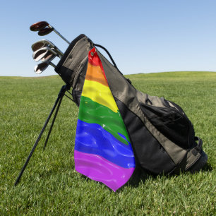 SlipperyJoe's liquid gloss pride flag red orange y Golf Towel