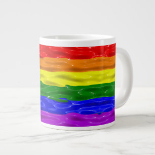 SlipperyJoe's liquid gloss pride flag red orange y Large Coffee Mug