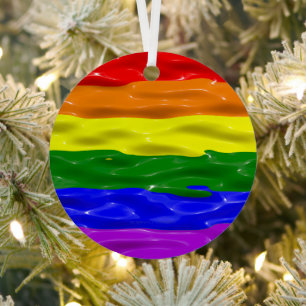 SlipperyJoe's liquid gloss pride flag red orange y Metal Ornament
