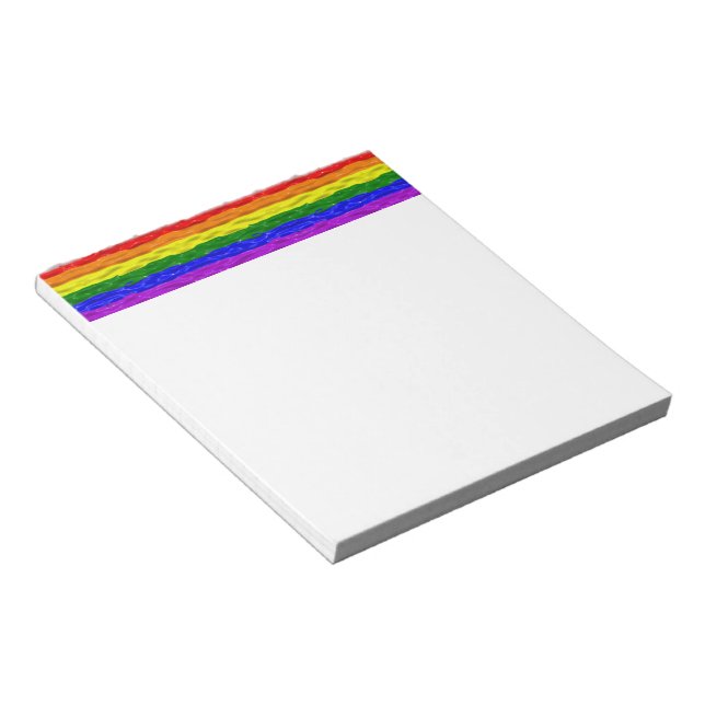 SlipperyJoe's liquid gloss pride flag red orange y Notepad (Angled)