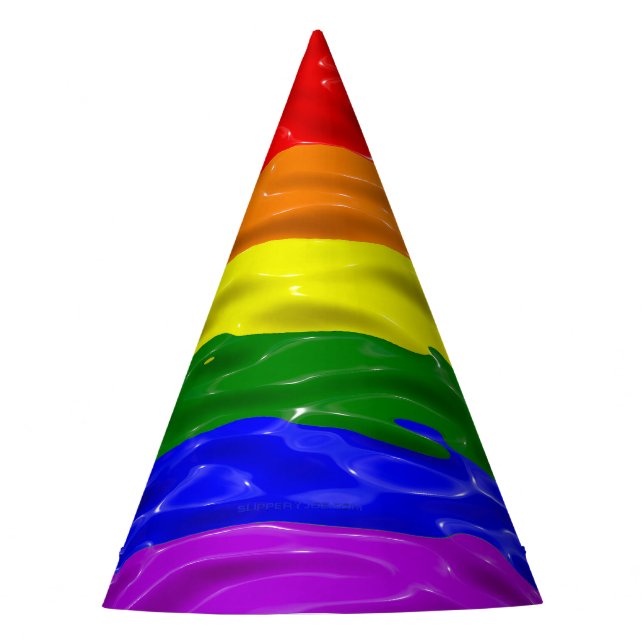 SlipperyJoe's liquid gloss pride flag red orange y Party Hat (Front)