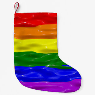 SlipperyJoe's liquid gloss pride flag red orange y Small Christmas Stocking