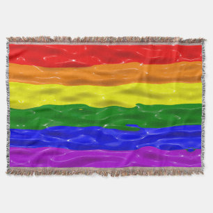 SlipperyJoe's liquid gloss pride flag red orange y Throw Blanket