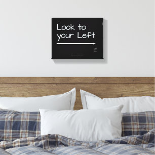 SlipperyJoe's look left funny stark white arrow pl Canvas Print