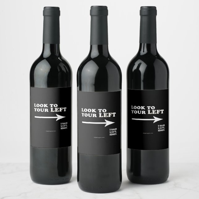 SlipperyJoe's look to your left thick geometric ce Wine Label (Bottles)