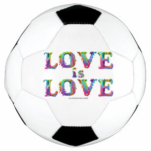 SlipperyJoe's love is love spray paint gay pride c Soccer Ball