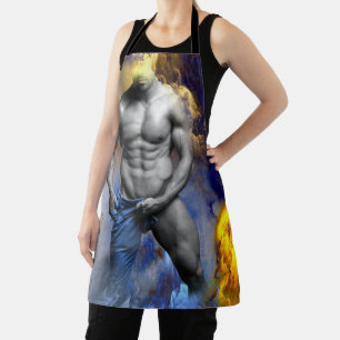 SlipperyJoe's Man steamy shirtless abs sixpack put Apron
