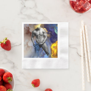 SlipperyJoe's Man steamy shirtless abs sixpack put Napkin