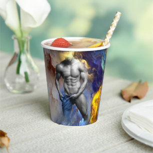 SlipperyJoe's Man steamy shirtless abs sixpack put Paper Cups