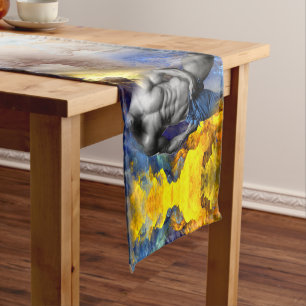 SlipperyJoe's Man steamy shirtless abs sixpack put Short Table Runner