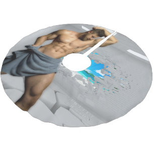 SlipperyJoe's Man towel broken white brick wall ba Brushed Polyester Tree Skirt