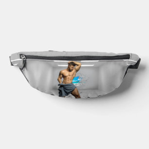 SlipperyJoe's Man towel broken white brick wall ba Fanny Pack