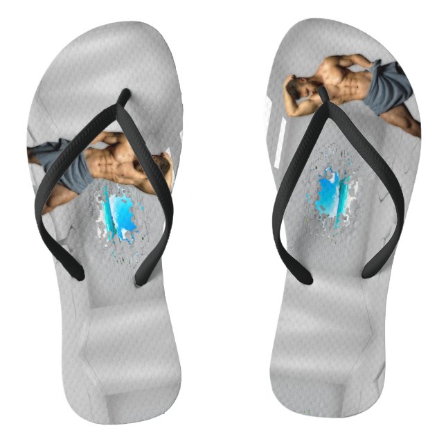 SlipperyJoe's Man towel broken white brick wall ba Flip Flops (Footbed)