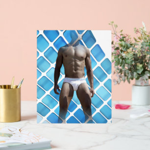 SlipperyJoe's Man underwear 6-pack chest abs male  Acrylic Sign