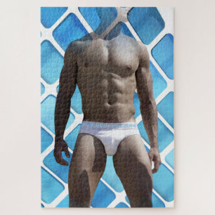 SlipperyJoe's Man underwear 6-pack chest abs male  Jigsaw Puzzle