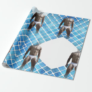 SlipperyJoe's Man underwear 6-pack chest abs male  Wrapping Paper