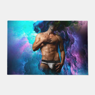 SlipperyJoe's Man underwear bulge purple blue abst Doormat
