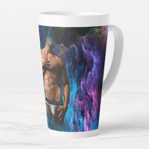 SlipperyJoe's Man underwear bulge purple blue abst Latte Mug