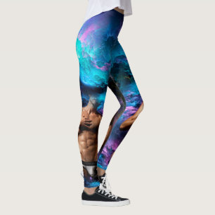 SlipperyJoe's Man underwear bulge purple blue abst Leggings