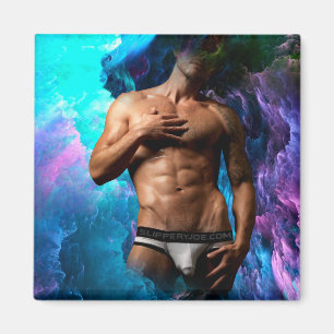 SlipperyJoe's Man underwear bulge purple blue abst Magnet
