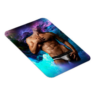 SlipperyJoe's Man underwear bulge purple blue abst Magnet