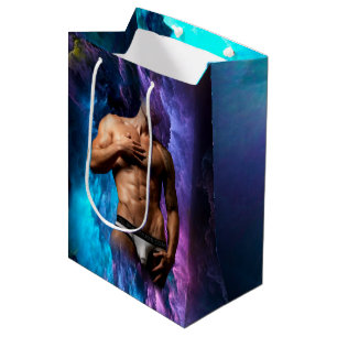 SlipperyJoe's Man underwear bulge purple blue abst Medium Gift Bag