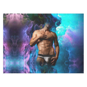 SlipperyJoe's Man underwear bulge purple blue abst Tablecloth