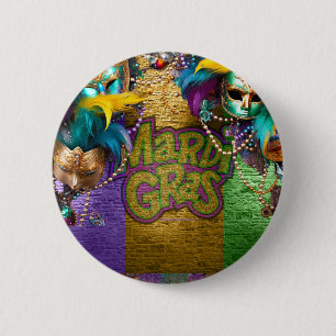 SlipperyJoe's Mardi Gras Bead Necklaces doubloons 2 Inch Round Button