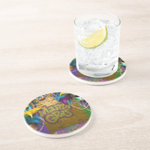 SlipperyJoe's Mardi Gras Bead Necklaces doubloons Coaster