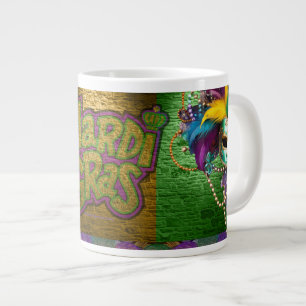 SlipperyJoe's Mardi Gras Bead Necklaces doubloons Large Coffee Mug