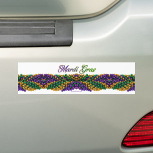 SlipperyJoe's Mardi Gras Bead Necklaces purple gol Bumper Sticker