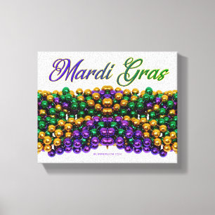 SlipperyJoe's Mardi Gras Bead Necklaces purple gol Canvas Print