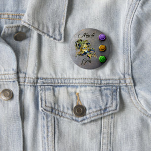 SlipperyJoe's Mardi Gras celebration decorative Ve 2 Inch Round Button