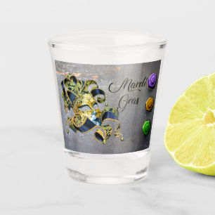 SlipperyJoe's Mardi Gras celebration decorative Ve Shot Glass