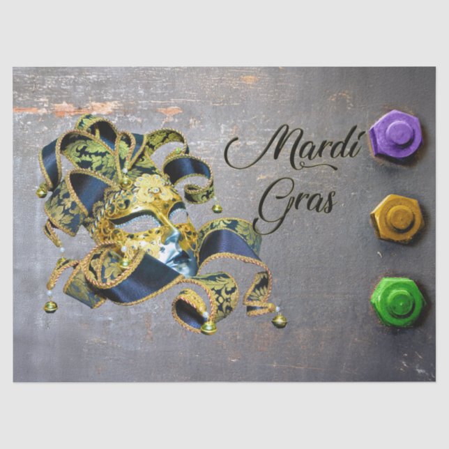 SlipperyJoe's Mardi Gras celebration decorative Ve Tissue Paper (Front)