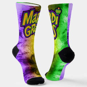 SlipperyJoe's Mardi Gras crown purple gold green w Socks
