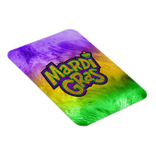 SlipperyJoe's Mardi Gras festival purple green yel Magnet
