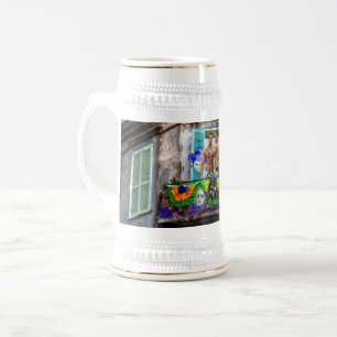 SlipperyJoe's Mardi Gras Men purple gold green bal Beer Stein