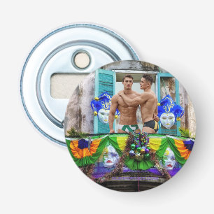 SlipperyJoe's Mardi Gras Men purple gold green bal Bottle Opener