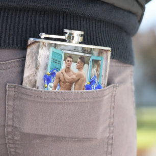 SlipperyJoe's Mardi Gras Men purple gold green bal Hip Flask