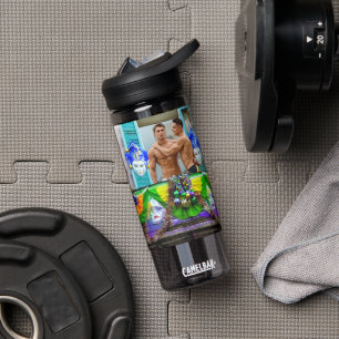 SlipperyJoe's Mardi Gras Men purple gold green bal Water Bottle