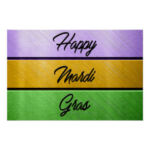 SlipperyJoe's Mardi Gras purple gold green metal s Poster