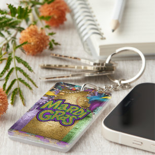 SlipperyJoe's Mardi Gras-themed graphic doubloons Keychain